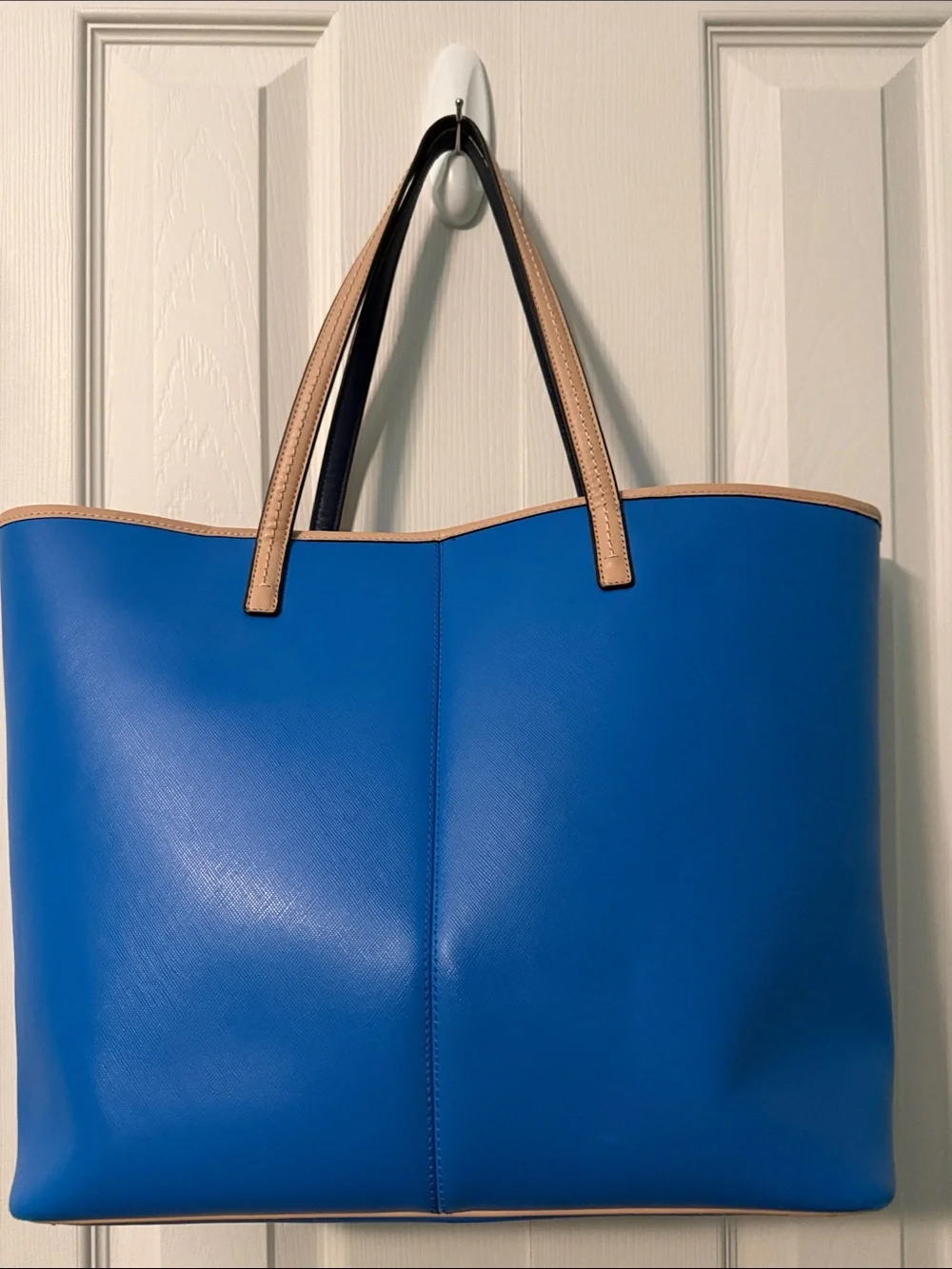 Coach Metro Tote in Blue Leather with Tan Trim